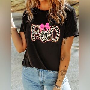 Halloween Ghost Boo Graphic Round Neck T Shirt